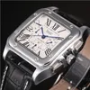 JARAGAR Brand Male Relogio Square Case Roman Numeral Dial Auto Date Day Calendar Leather Belt Automatic Mechanical Men's Watch