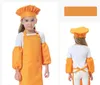 3pcs/set Child Apron Kids Sleeve Hat Pocket Kindergarten Kitchen Baking Painting Cooking Drink food 12 colors