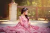 Robes de fille de fleur de plumes magnifiques pour les mariages perles de luxe Applique robe d'anniversaire à manches longues 2018 nouvelle arrivée robe de concours de filles