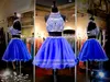 Rachel Allan Royal Blue Silver Two-delige korte Homecoming prom-jurken Halter Open Back Sparkly Crystal A-Line Party-jurken Hy00898