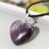 Heart Shaped Healing Chakra Beads Purple Rose Quartz Turquoise Amber Pendant Choker Necklace Couples pendant Necklace PU Rope Chain Jewelry