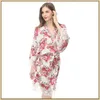 Robes de demoiselle d'honneur 2019 cadeaux de demoiselle d'honneur personnalisés coton imprimé Floral Robes de soirée de mariée manches longues M XXL