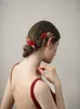 أغطية الرأس الجديدة للعرائس مشط الشعر مع الورود الحمراء لؤلؤة أحجار راينستني نساء ملحقات شعر مجوهرات للعرائس BW-HP388