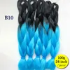 Wholesale Ombre Sky Blue Braided Hair Kanekalon Jumbo Twist Braiding Hair Synthetic Crochet Braids Hair Extension Folded 24 Inch 100g