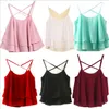 Camis Lotus Leaf Tanks Women Chiffon Fashion Tops Summer Casual Condole Belt Blouse Tees European America Sexy Blusas Women Clothing B3726