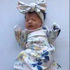 2018 Neugeborenes Baby Schlafsack Blumen Und Pflanzen Gedruckt Langarm Swaddle Blanket + Hairband 2 Stücke Schlafsäcke Baby Jungen Mädchen Neugeborenen Wrap