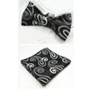 Gusleson New Design Self Bow Tie and Hanky Set Silk Jacquard Woven Men Bowtie Pocket Square Handkerchiefスーツウェディングパーティー275K