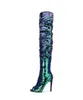 2018 Sexy Sequined Over The Knee Boots Women Pointed Toe Side Zipper Glatiator Sandals Boots Slim Fit Thin Heel Bling Bling Long Boot