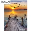 FULLCANG diamant broderie coucher de soleil paysage mouette bricolage diamant peinture point de croix plein carré perceuse mosaïque 5d couture G226