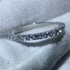 Vecalon Weibliche Klassische Hochzeit Band Ring 100% Soild 925 Sterling Silber Kreis 5A Zirkon CZ Verlobungsringe für Frauen Männer Geschenk