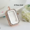 Floating rectangle Locket with diamonds of high quality transparent glass frames floating charm lockets pendants A064