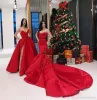 2020 röd prom klänningar två stilar sjöjungfru och a-line älskling ärmlös kväll klänningar sida split strapless speciell tillfälle klänning