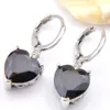 6 Sets/Lot Halloween Gift Black Onyx Cubic Zirconia Heart-shaped 925 Silver Jewelry Sets Fashion Party Pendants Necklaces Earrings