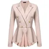 Womens Fashion Office Jacket Ladies Slim Jackets Femme Solid Button Manteaux élégants