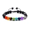 Multicolor Yoga Tessuto fatto a mano Pietre naturali 8mm Pietra lavica Chakra Bracciale Olio essenziale Diffusore Bracciali Gioielli