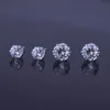 6mm/8mm Zircon CZ Round Stud Earrings Hip hop Jewelry Men Copper Material Iced Out Bling Push-back