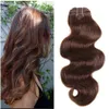 Recién llegado Paquetes de cabello humano # 4 Onda del cuerpo marrón chocolate 100% Cabello virgen humano Cabello peruano de calidad superior 3 paquetes para la venta