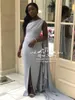 Sexy Grau Plus Size Afrikanische Brautjungfernkleider 2019 Meerjungfrau Eine Schulter Günstige Einfache Hochzeit Gast Formale Abschlussball-Partei-Kleider Trauzeugin