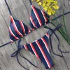 2018 Sexy Bikini Swimsuit Swimsuit Swimwear Halter Top Stripe Kobiet Brazylian Bikini Zestaw Kostium Kąpielowy Summer Beach Nosić Biquini