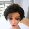 Topp som säljer brasilianska raka spetsfront peruker med baby hår spets pixie klippa korta mänskliga hår spets fram peruker för svarta kvinnor