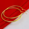 Womens Girls Smooth Hoop Earrings 18K Yellow Gold Filled Big Large Circle Huggies Earrings (40mm Diameter)