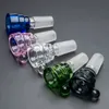 Ciotola per accessori per fumatori in vetro con manico Mix di colori Ciotola per bong 14mm 18mm Pezzo maschio Tubo per acqua Dab Rig Bowls Heady colorato