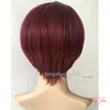 Feng Zhong Piao Pixie Cut Parrucche naturali bordeaux Parrucche corte diritte simili per capelli umani per donne nere Parrucche piene per africane