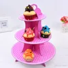 Vouwen cupcake staat vier kleuren 3 tier desserthouder ronde punt patroon dikkere papieren cake rack voor bruiloft 3 9HQ BB