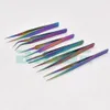 Good Quality Colorful Stainless Steel Titanize Tweezers ST11 ST12 ST13 ST-14 ST-15 ST-16 Titanizing Color Tweezer 400pcs/lot