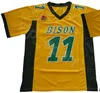 NDSU Bison Football Carson Wentz Джерси Зеленый Желтый Белый Ed Университет штата Северная Дакота Униформа колледжа