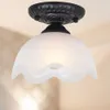 Country Rustic Balcony Ceiling Light White Glass Lampshade Entrance Lights European Pastoral Corridor Hallway Ceiling Lamp