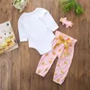 Neugeborenen Baby Mädchen Kleidung Langarm Strampler + Polka Dots Lange Hosen Stirnband 3PCS Kleine Mädchen set Kleinkind Kleidung infant Mädchen Kleidung Set