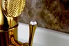PVD Gold Color Bathroom Basin Vessel Swan Balleur Balleur Faucet Crystal Handle Pont Mouted Hole 299h