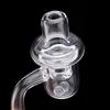 Quartz banger round bottom with spin quartz carb cap quartz bead flat top domeless polished joint for glass bong dab rigs