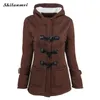 Gros-Corne bouton Veste manteau Hiver Automne femmes mince plus la taille chaud Moyen long à capuche OverCoat 6XL 5XL 6 couleurs veste pour les femmes