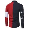 USA Amerikanska flaggmönster Patchwork Shirts Brand-Clothing Mens Dress Shirts Långärmad Slim Fit Casual Man Chemise Homme1