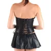 Rits Zits Corset Sexy Erotische Faux Lederen Wrapped Borst Corset Party Jurk Fetish Black Lingerie Nachtkleding Plus Size S-6XL