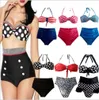 Yüksek Bel Bikini Kadınlar Vintage Pin Up Mayo Polka Dot Seksi Mayo Moda Retro Biquini Maillot de Bain Mayo Beachwear B4043