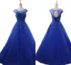 3D 꽃 레이스 라인 프로모션 드레스 저렴한 제국 허리 스쿠프 짧은 소매 페르시 리본 보우 저녁 파티 드레스 정식 가운 실제 이미지