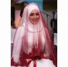 Yeni Bir Katman Dantel Kenar Müslüman Gelin Veils Bel Uzunluğu Tül Suudi Arapça Düğün Peçe Ücretsiz Kargo