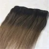 Jeden kawałek klips w ludzkich przedłużeniach włosów 70G Ombre Balayage ciemnobrązowy do średnie