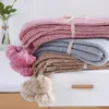 Nowa miękka bawełniana dzianiny koc do łóżek stałe kolor szydełka przędza barwiona barwiona sofa rzucać zimowe klimatyzacja