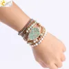 CSJA Women Wrap Bracelets Natural Gemstone Beads Ocean Agate Charms Gold Beaded Jewelry 5 Strand Girl Friendship Boho Bracelet Dro5990711