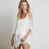 2018 Women Beach Dress Sexy Strap Sheer Floral Lace Embroidered Crochet Summer Dresses Hippie Boho Dress Vestidos Beach Wear