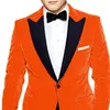 Taron Egerton Orange Velvet Men Suits Peaked Rapel Two Piece Wedding Brader Tuxedos 2018 Evening Party Suit Jack Black Pants2569478
