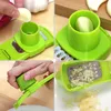 Multifuncional plástico e aço inoxidável Garlic Press Mini Ginger Grinding Grater Alho Crusher Peeler Imprensa Grater Slicer Cortador