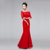 Dongcmy Luxury Bridal Red Color 2018 Vestido de noite de decote formal de decote formal Bandagem de manga média vestido de festas do vestido8238344