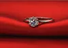 Merk Sieraden Solitaire 6mm Steen 5A Zirkoon steen 925 Sterling Silver Engagement Wedding Band Ring voor Vrouwen US SZ 4-10 Gift