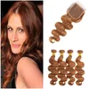 # 30 Средний Auburn девственницы бразильское человеческих волос ткет с Closure Body Wave красновато-коричневый человеческих волос 4 Bundle Сделки с 4x4 Lace Closure