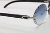 도매 새로운 검은 buffalo horn material 선글라스 T8200761 타원형 렌즈 무선 렌즈 트리밍 트리밍 Len 빈티지 태양 ​​안경 뜨거운 운전 안경